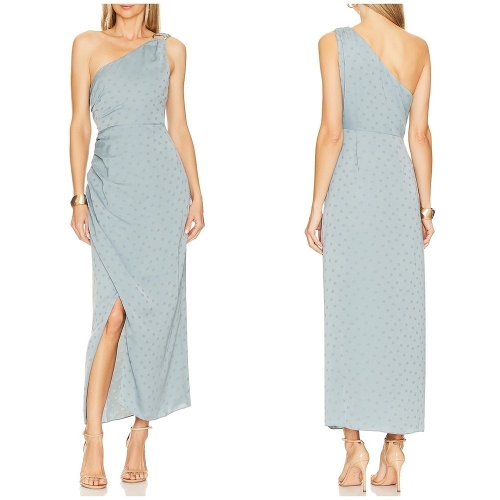 New Favorite Daughter The Singles Table Dress Polka Dot Slate Blue Maxi Sz 2